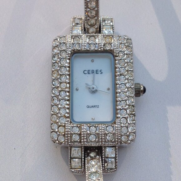 Ceres Ladies Watch Art Deco Tank Pave Crystal Bling main image 16